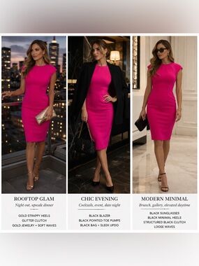 Ted Baker Hot Pink Bodycon Dress | Sculpting Fit | Statement Event Dress